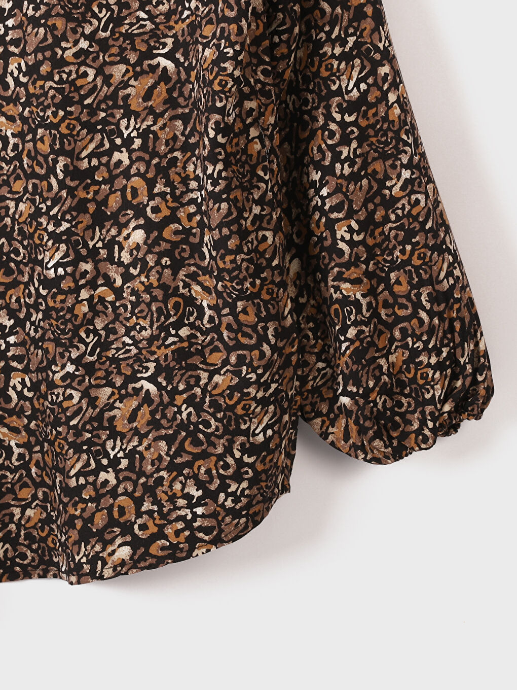 Tie Neck Patterned Long Sleeve Women's Blouse-1