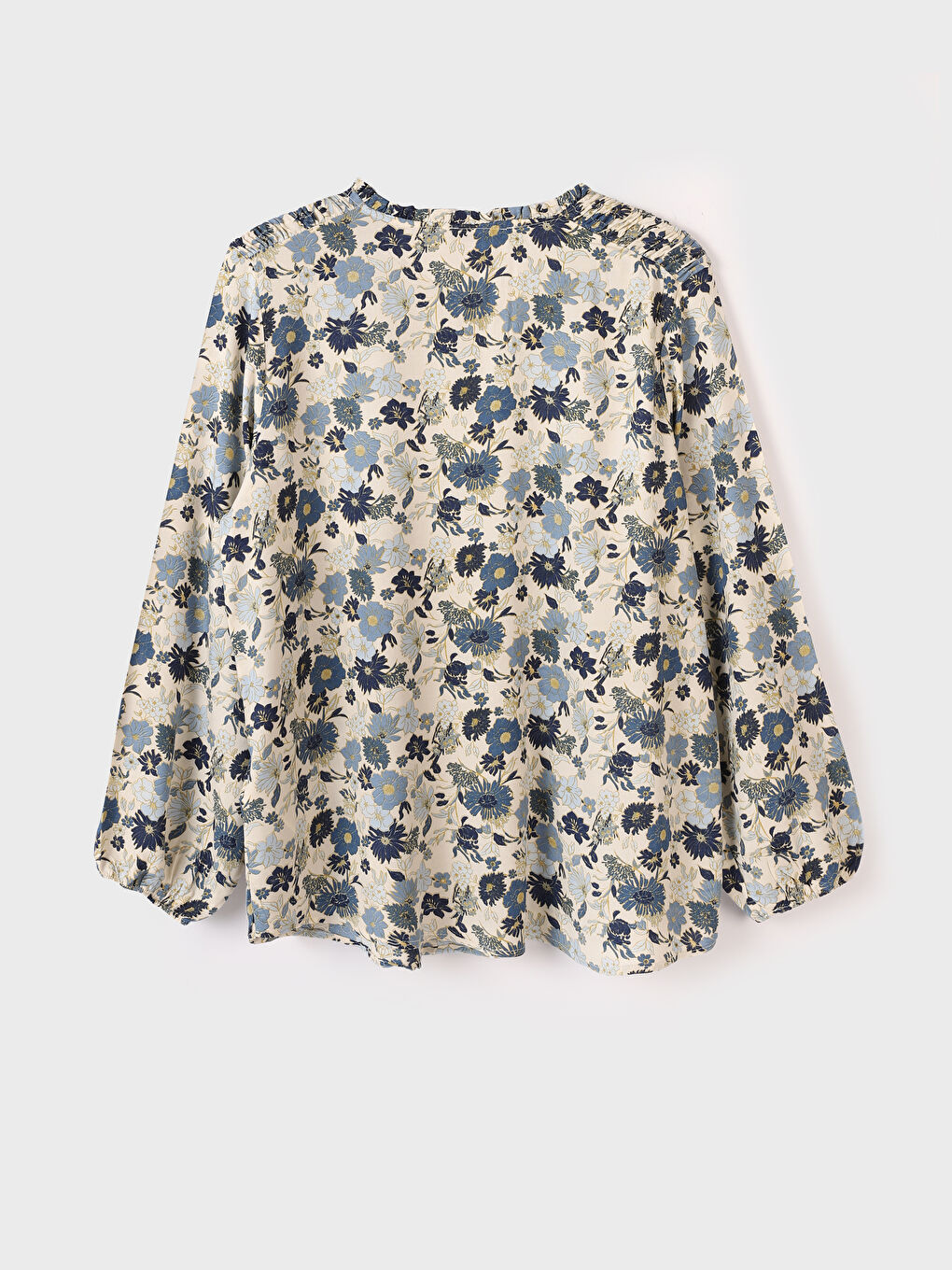 Tie Neck Patterned Long Sleeve Women's Blouse-7