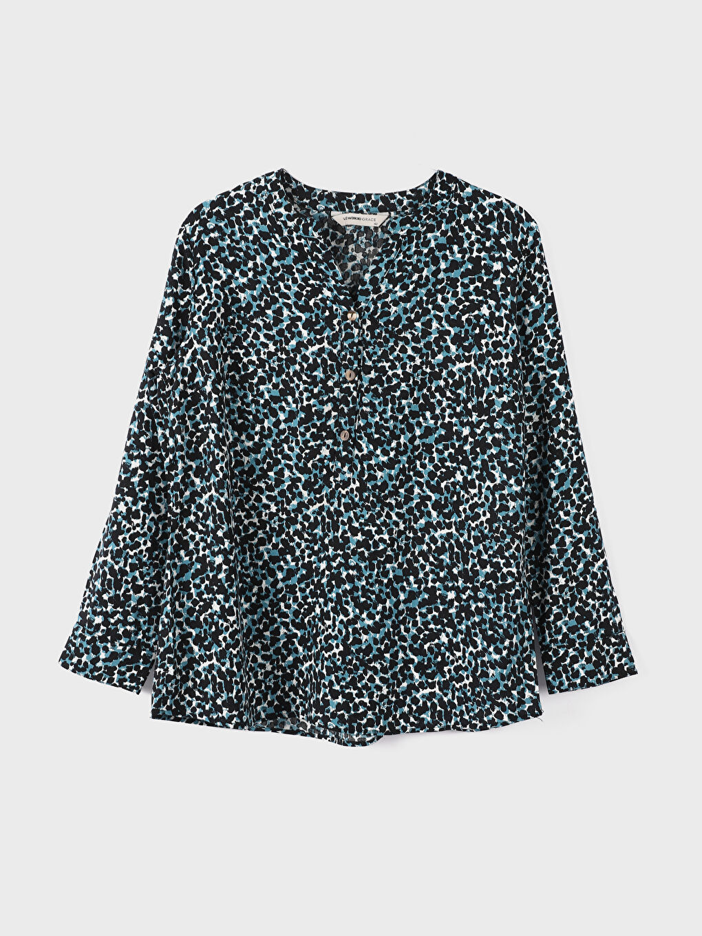 Tie Neck Long Sleeve Patterned Women's Blouse -W4HE98Z8-LQQ