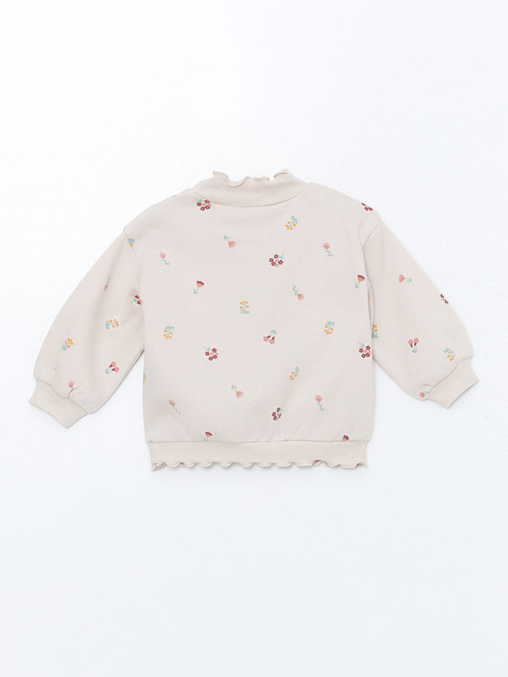 Karışık Dik Yaka Çiçekli Kalın Kız Bebek Sweatshirt-1