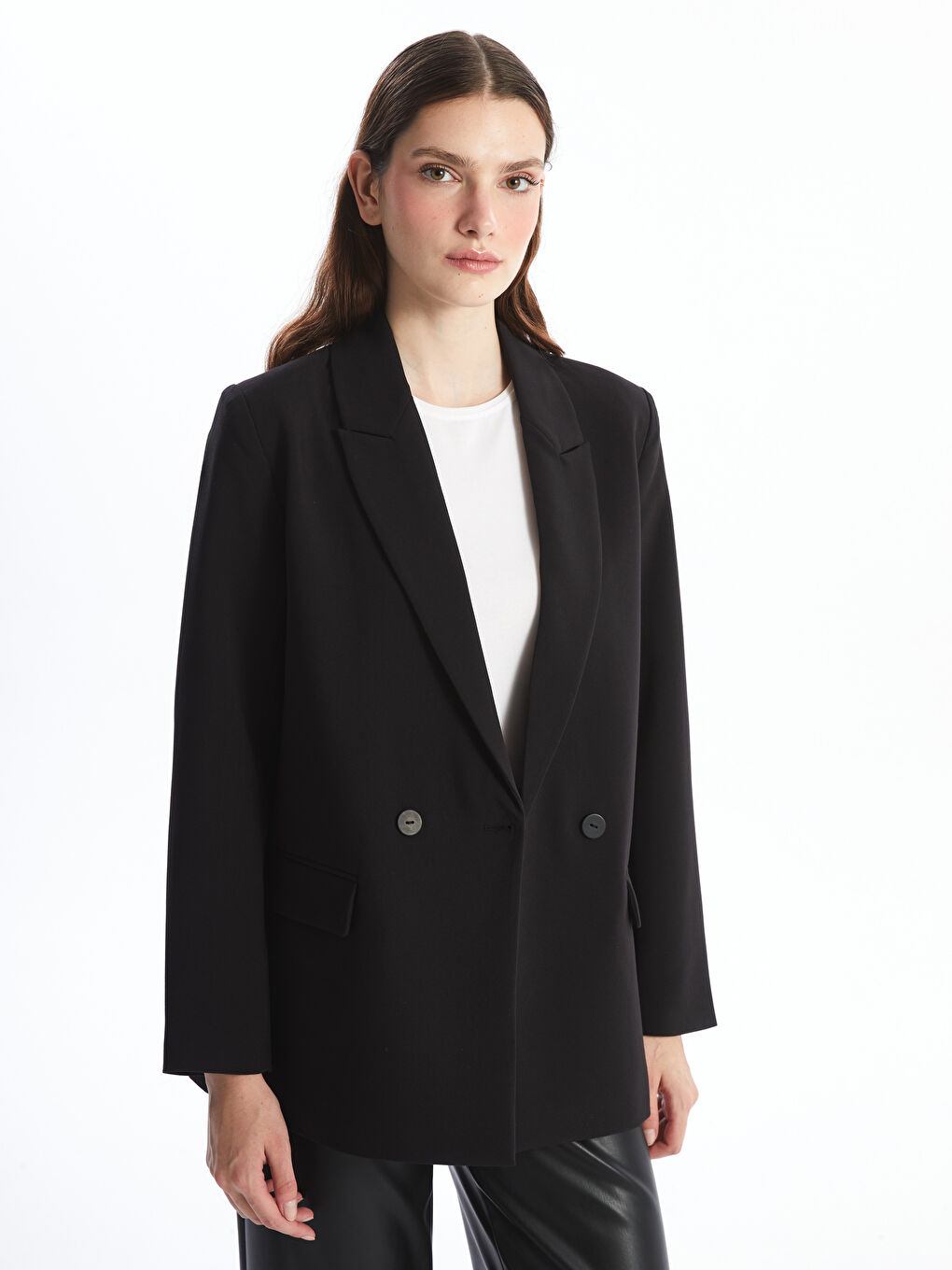 LCWAIKIKI Classic Sacou Blazer Simplu cu Mânecă Lungă pentru Femei -W4HF33Z8-CVL