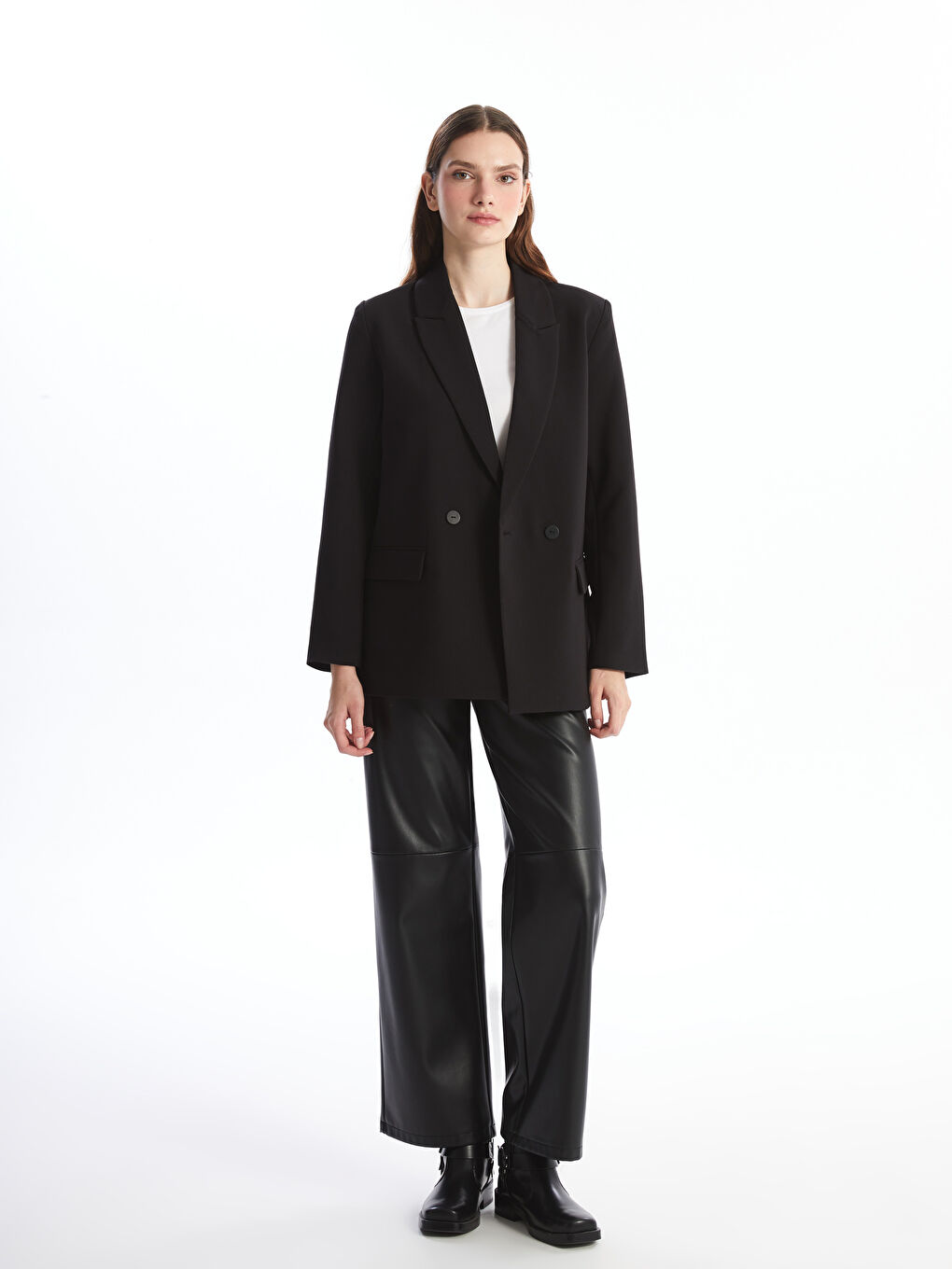 LCWAIKIKI Classic Sacou Blazer Simplu cu Mânecă Lungă pentru Femei -W4HF33Z8-CVL