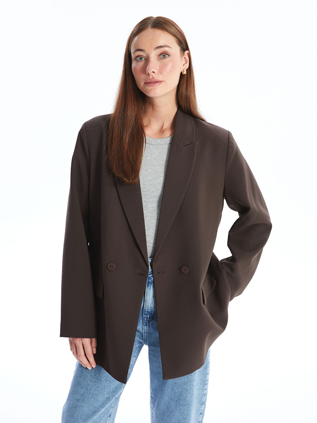 LCWAIKIKI Classic Plain Long Sleeve Women's Blazer Jacket -W4HF33Z8-HDS