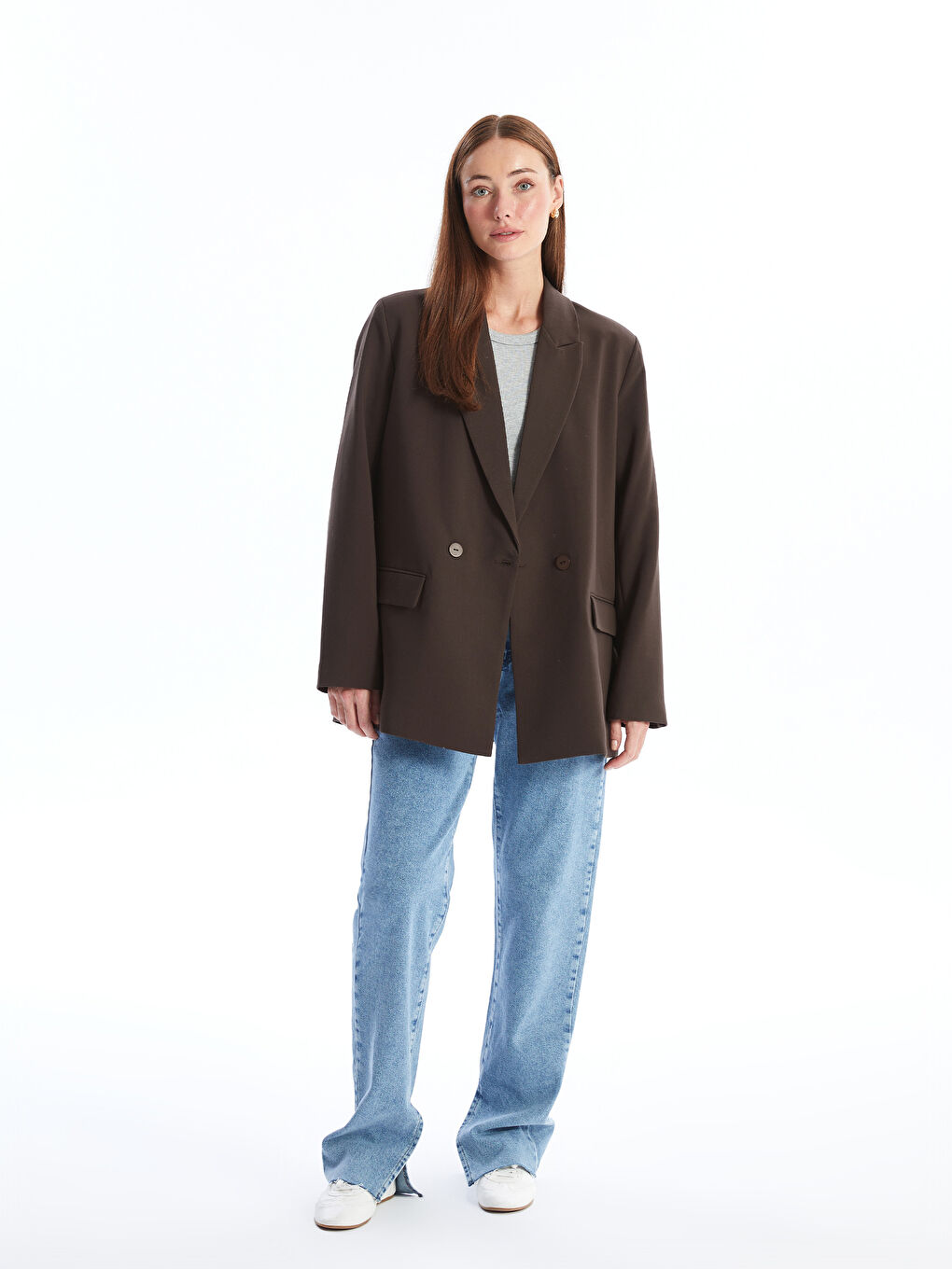 LCWAIKIKI Classic Plain Long Sleeve Women's Blazer Jacket -W4HF33Z8-HDS