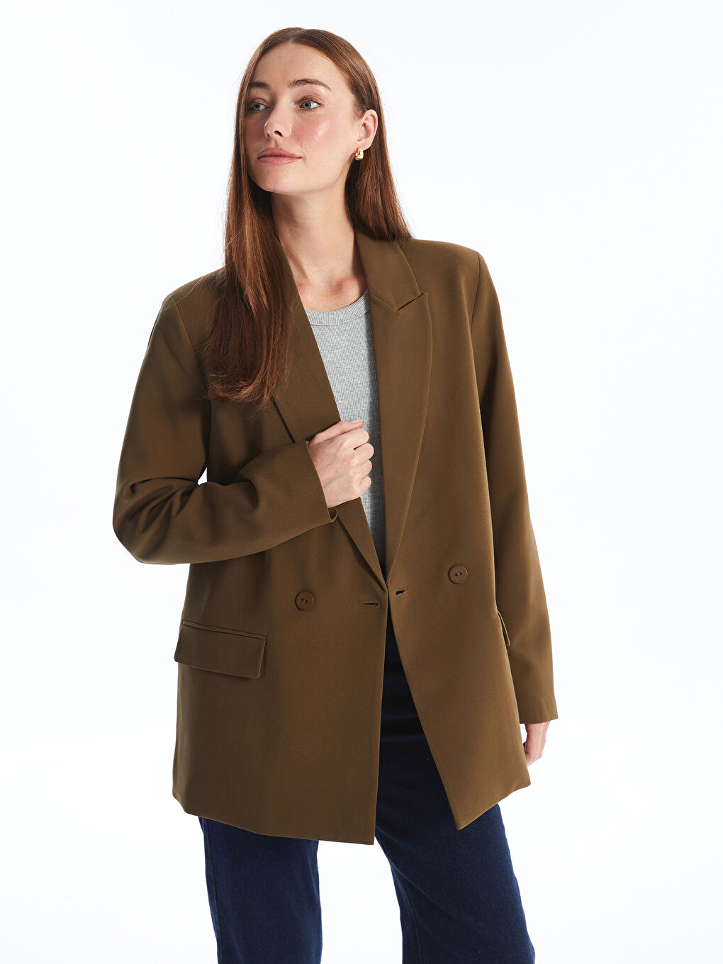 LCWAIKIKI Classic Plain Long Sleeve Women's Blazer Jacket -W4HF33Z8-HEE