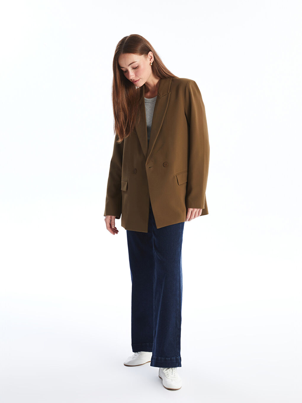 LCWAIKIKI Classic Plain Long Sleeve Women's Blazer Jacket -W4HF33Z8-HEE
