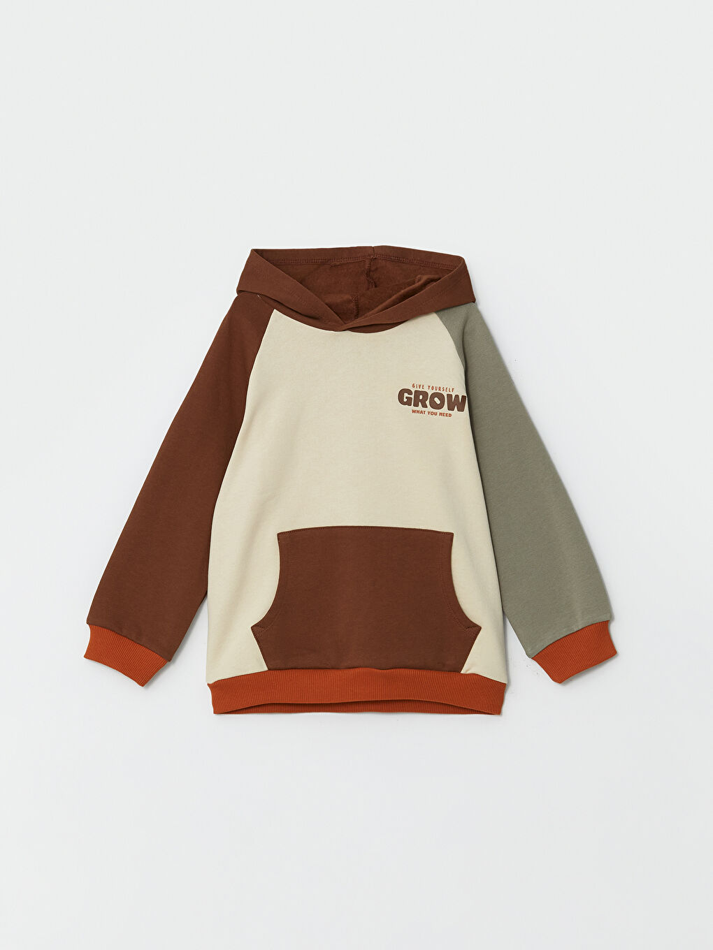 LCW Kids Bej Kapüşonlu Baskılı Erkek Çocuk Sweatshirt