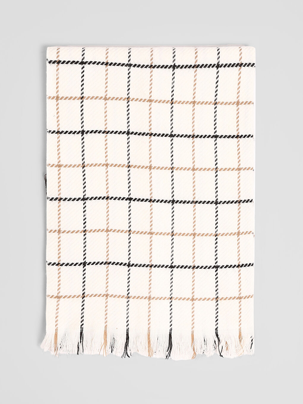 Plaid Patterned Tasseled Women's Scarf-1