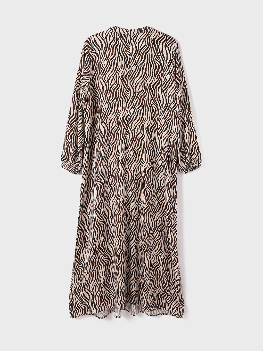 Grandad Collar Patterned Long Sleeve Women's Dress-9