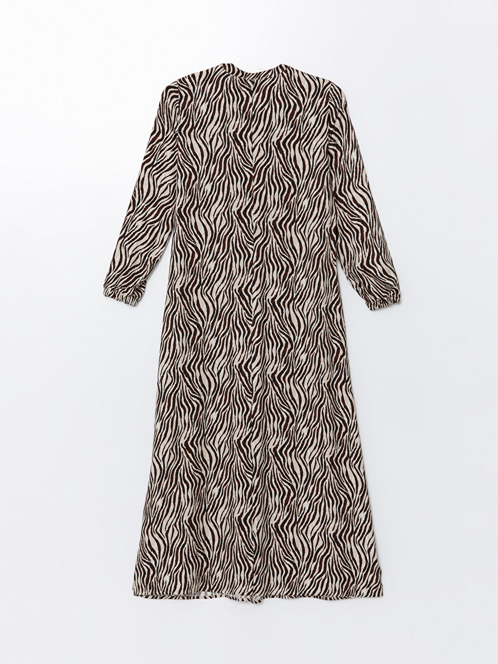 Grandad Collar Patterned Long Sleeve Women's Dress-6