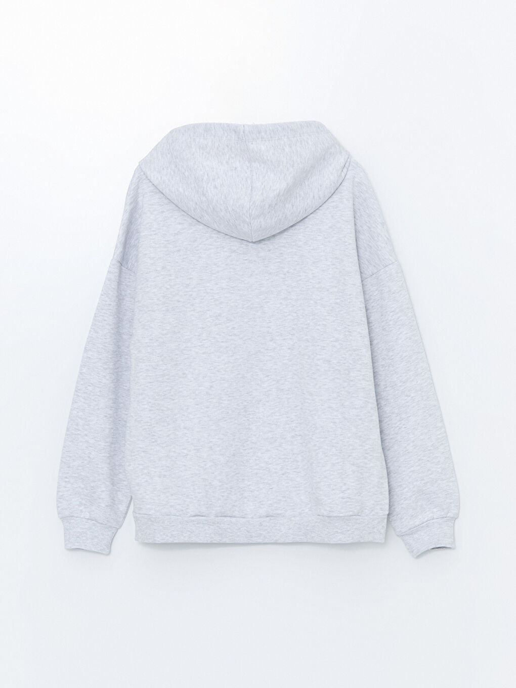 XSIDE Gri Melanj Baskılı Uzun Kollu Oversize Kadın Kalın Hoodie - 6