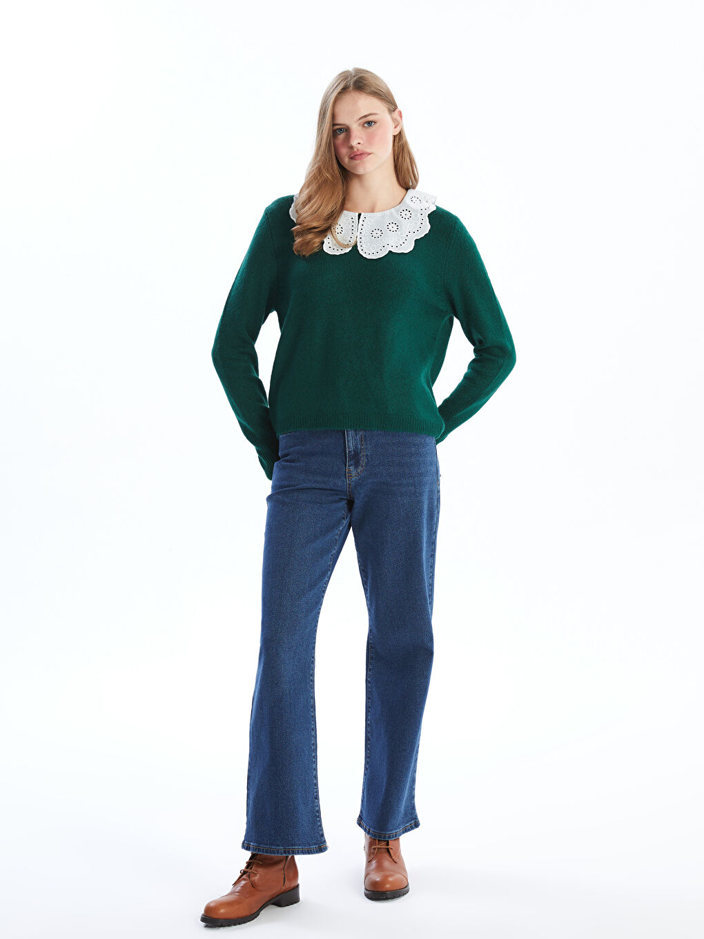 LCW Vision Peter-Pan-Kragen Strickpullover für Damen -W4HG56Z8-VK5