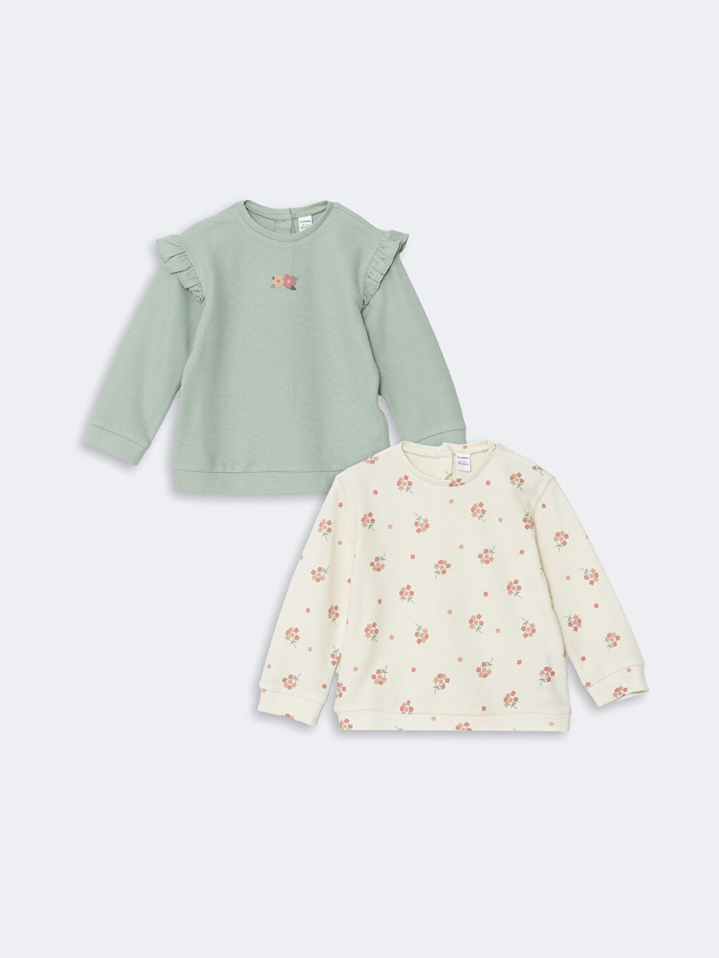 LCW Kids Sweat-Shirt Col Rond Floral pour Filles Lot de 2 -W4HG67Z1-FKS
