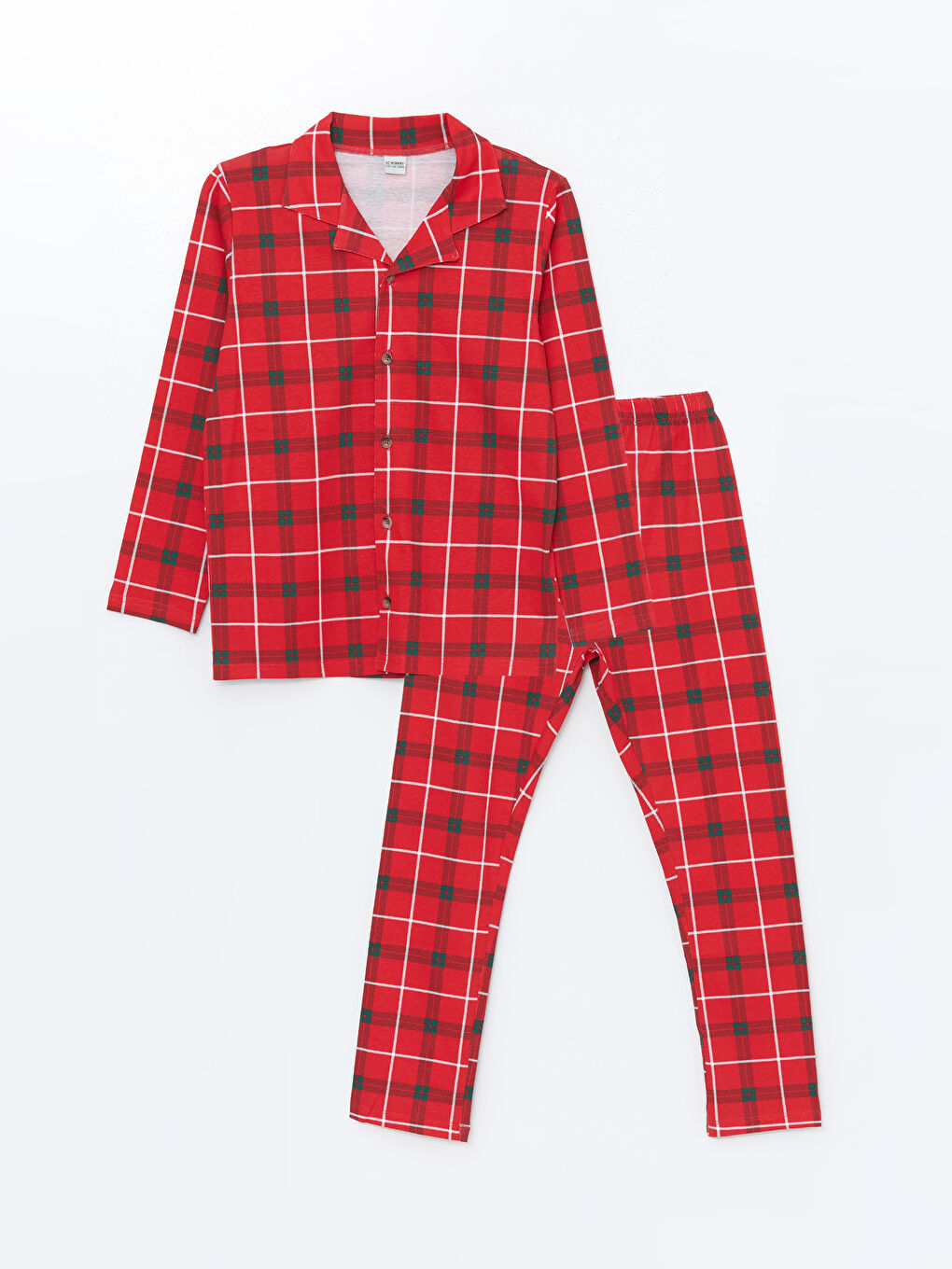 Collared Neck Plaid Boys' Pyjama Set -W4HH47Z4-LTP