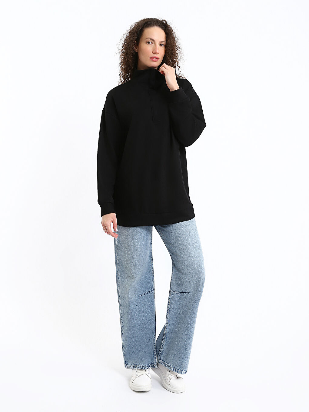 Funnel Neck Women's Sweatshirt-1