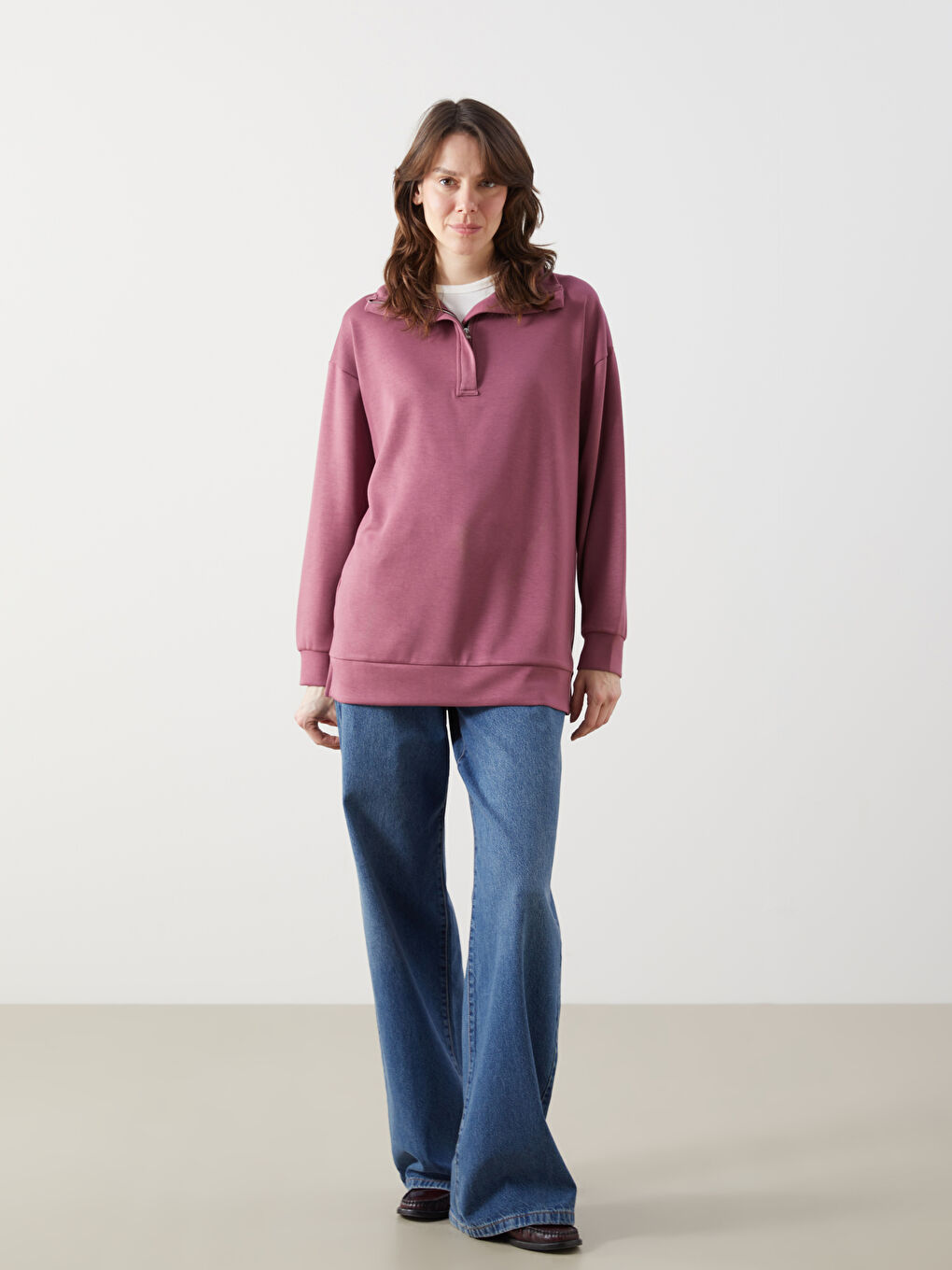 Sweatshirt à Col Cheminée pour Femmes-1