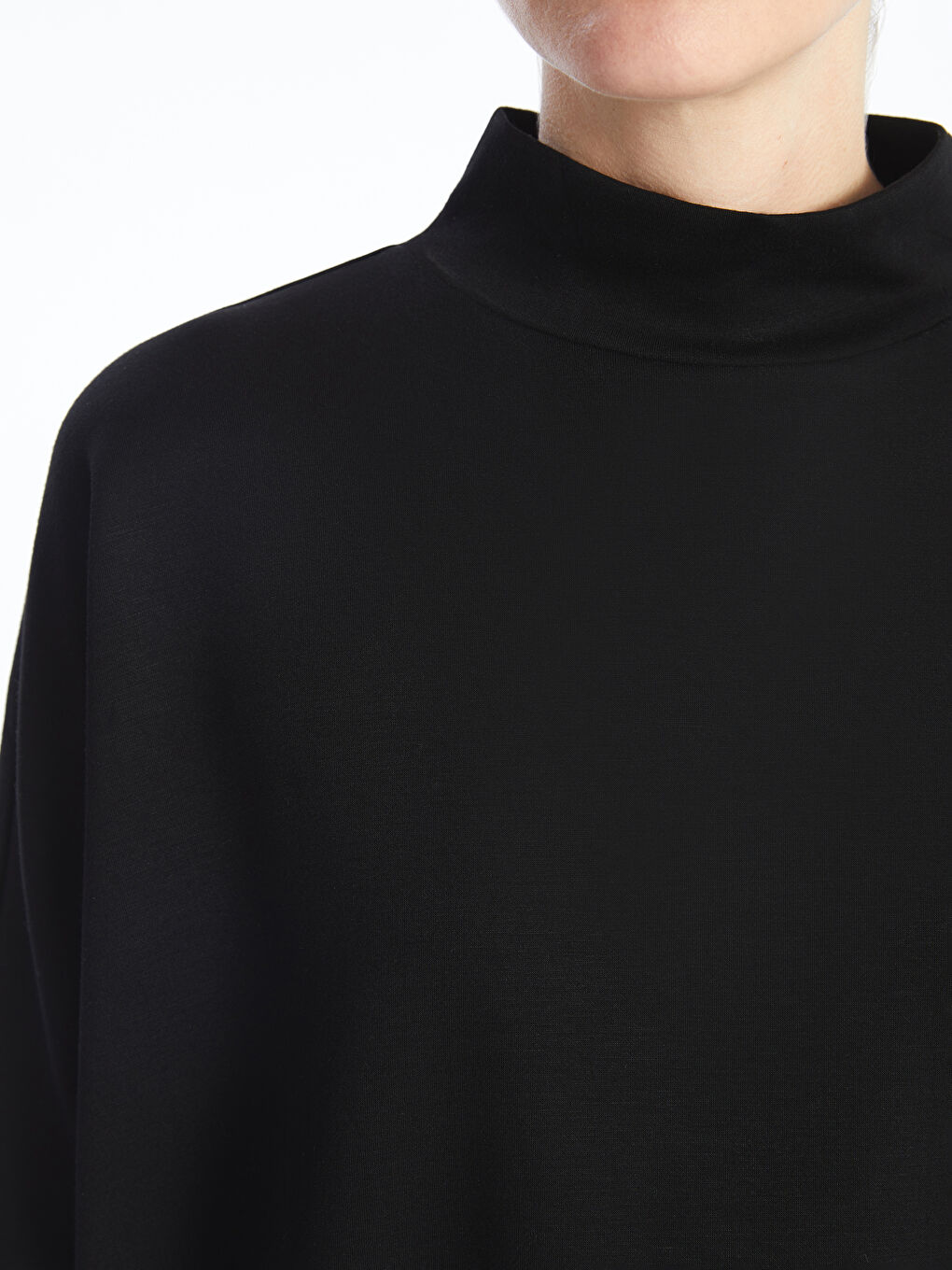 LCWAIKIKI Basic Trichterkragen Oversize T-Shirt für Damen -W4HH76Z8-CVL