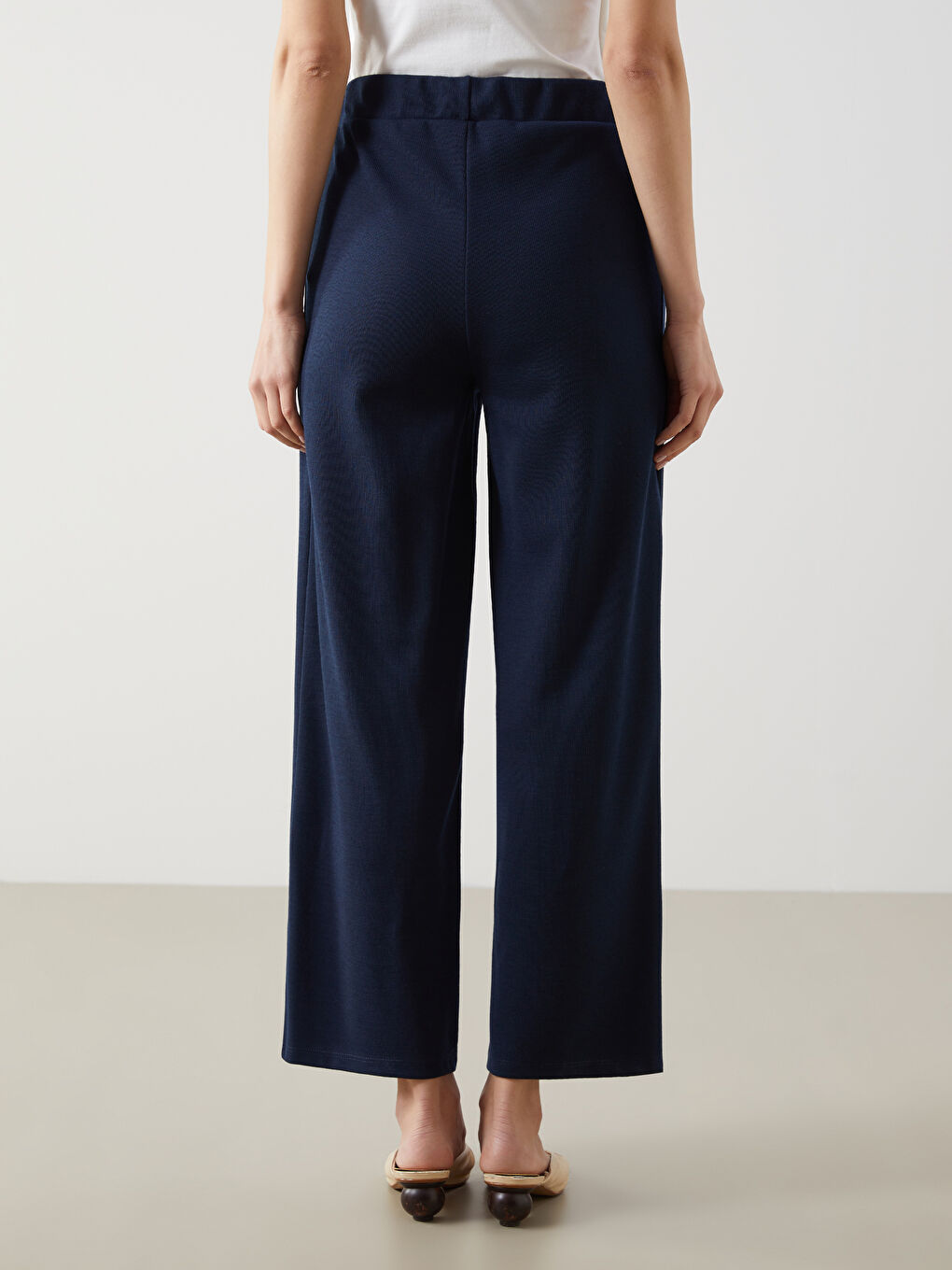 Lacivert Beli Lastikli Kadın Pantolon-3