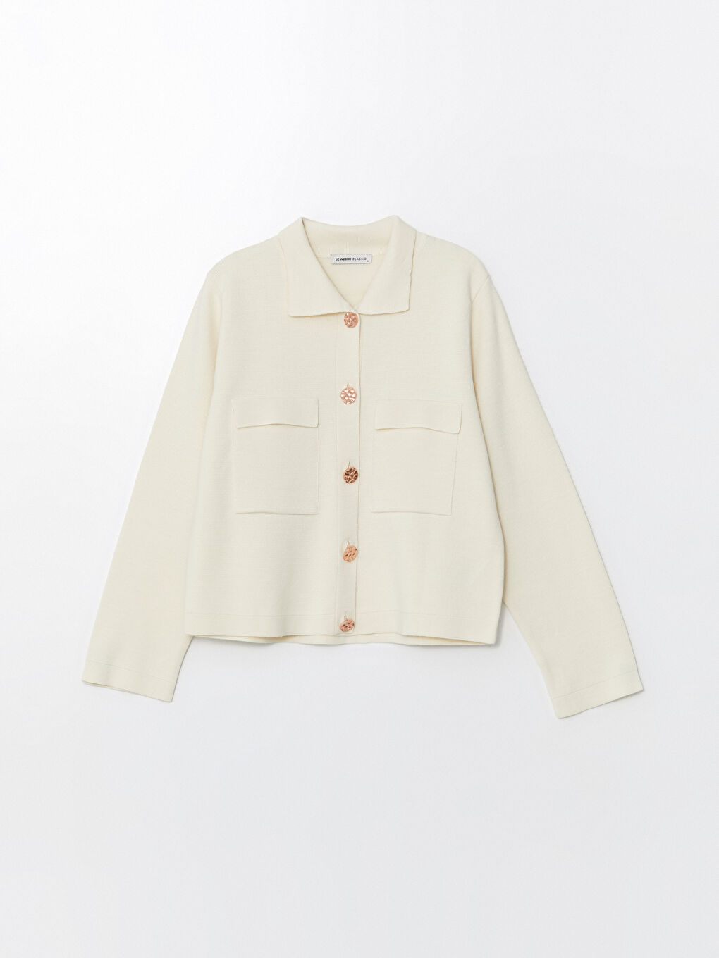 Collared Neck Women's Knitwear Cardigan-4