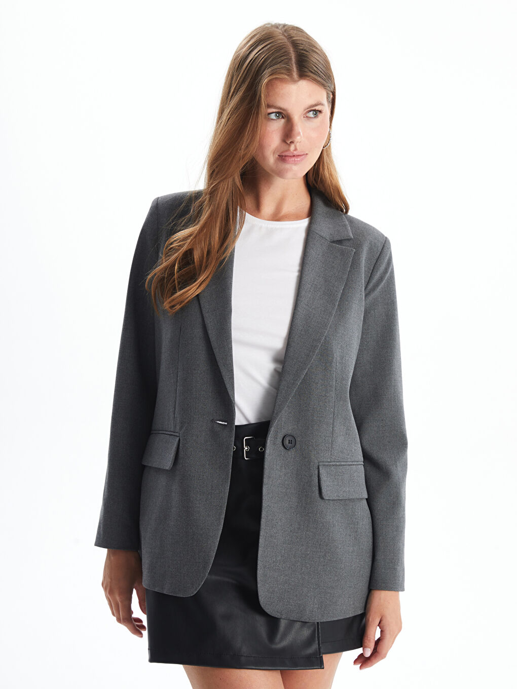 LCW Vision Grey Mel - Lacivert Krep Kadın Blazer Ceket