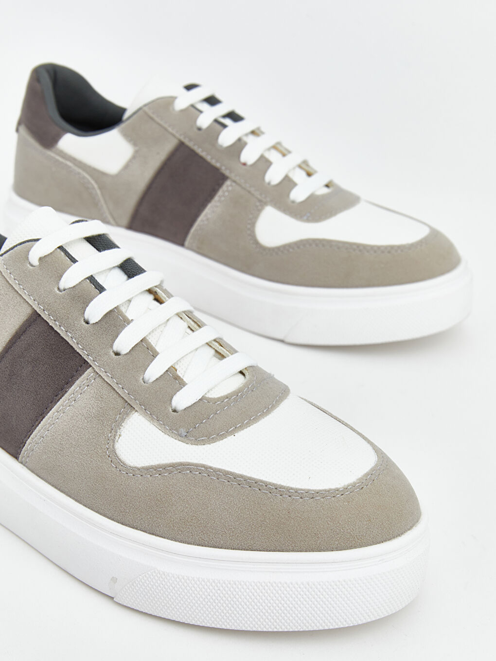 Gri Deri Görünümlü Erkek Spor Ayakkabı-2