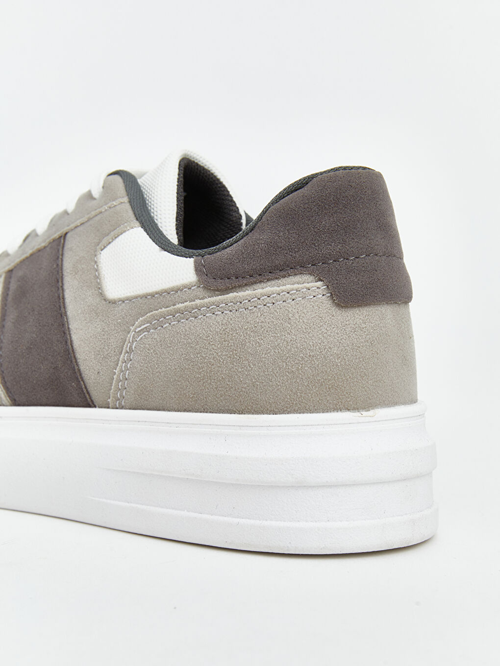 Gri Deri Görünümlü Erkek Spor Ayakkabı-4