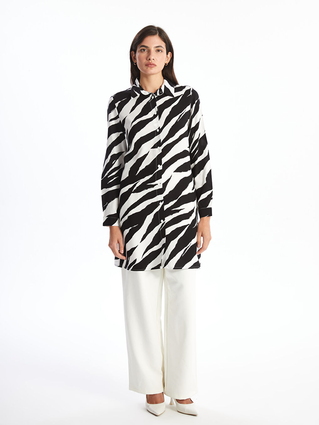 Patterned Women's Shirt Tunic-1