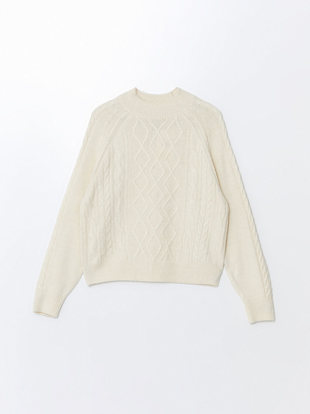 Funnel Neck Patterned Women's Knit Sweater -W4HJ30Z8-DJG