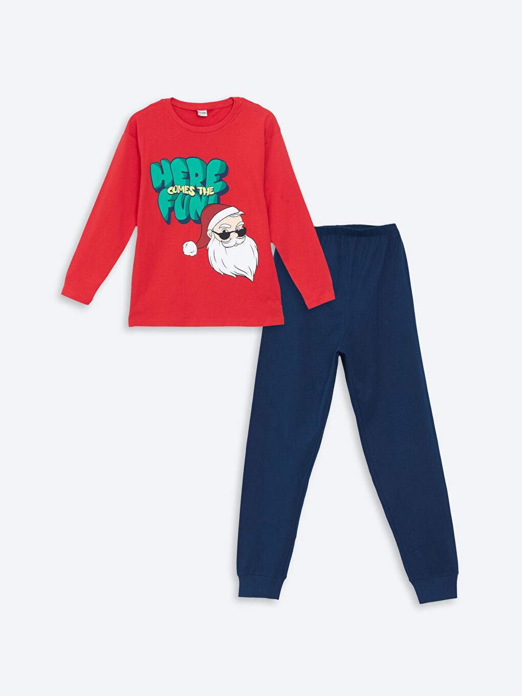 Crew Neck Christmas Themed Boys' Pyjama Set -W4HJ53Z4-HNK