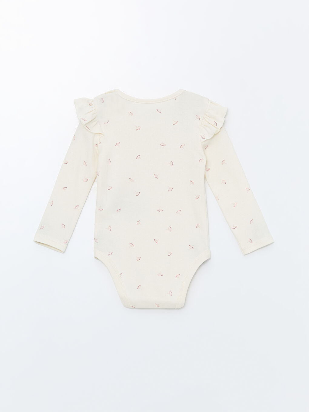 LCW baby Ekru Baskılı Bisiklet Yaka Basic Kız Bebek Çıtçıtlı Body 2'li - 4