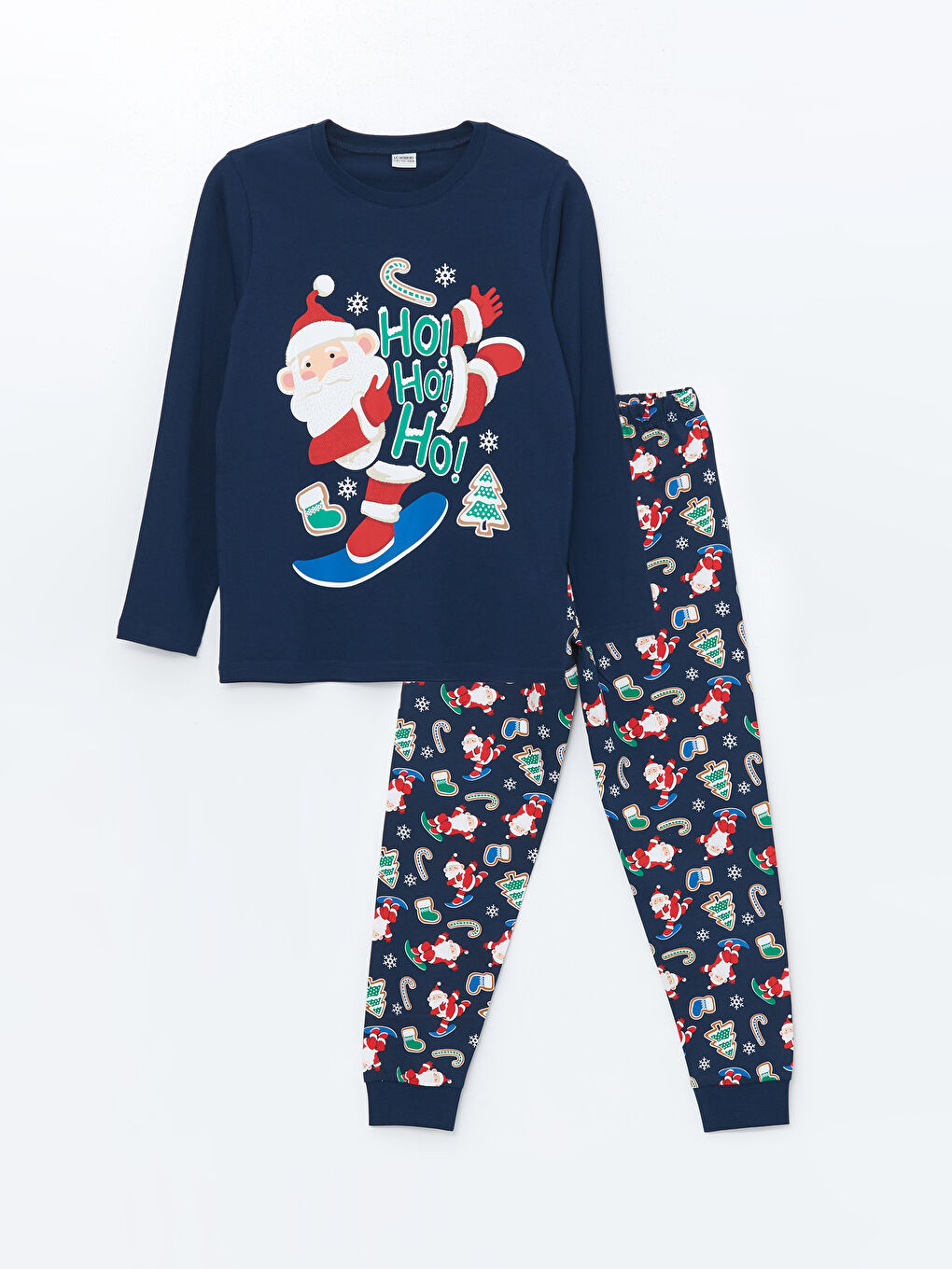Crew Neck Christmas Themed Boys' Pyjama Set -W4HL02Z4-JC7