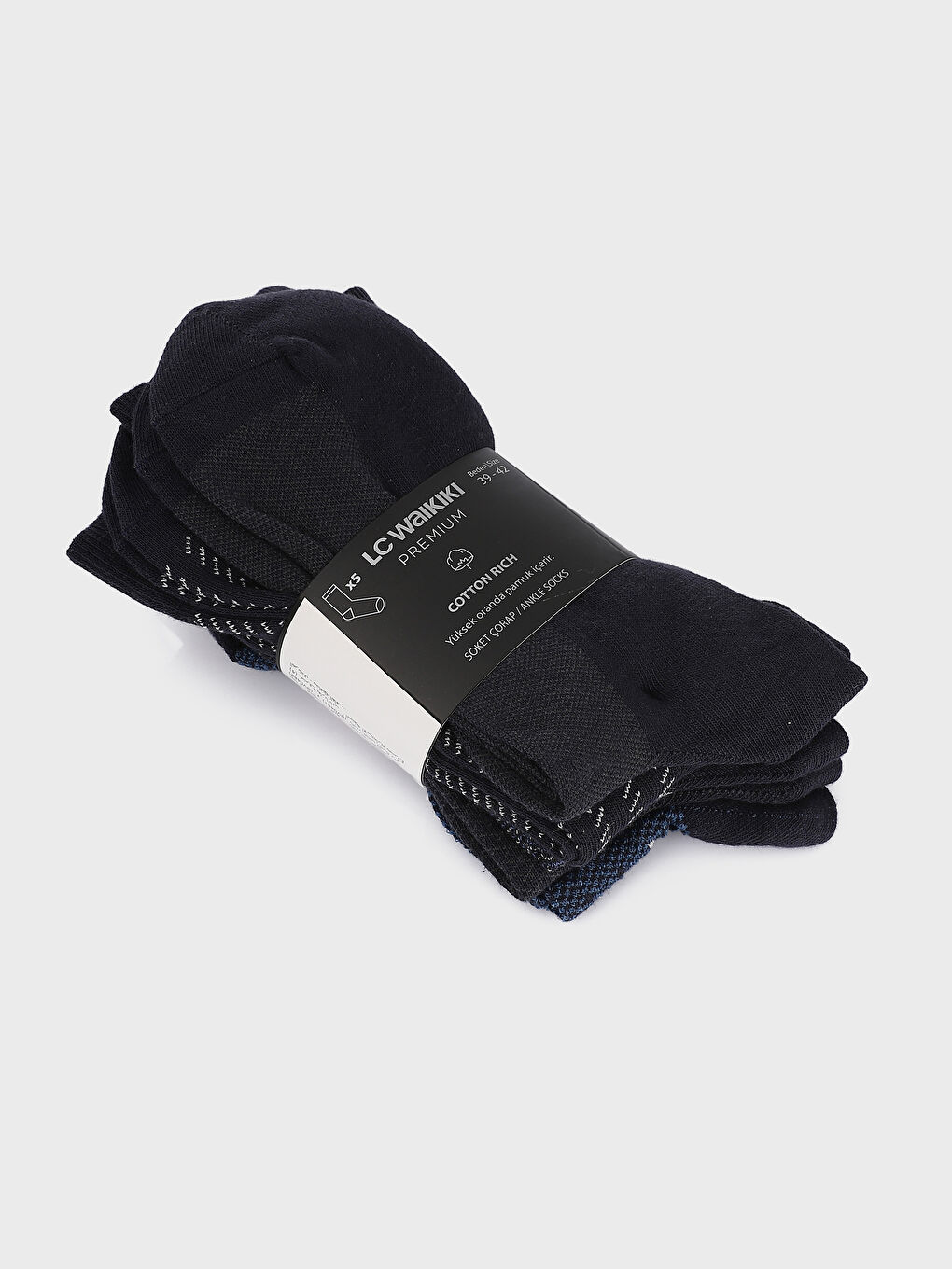 LCW ACCESSORIES جوارب الكاحل المنقوشة للرجال - عبوة ٥ قطع -W4HL18Z8-CRP