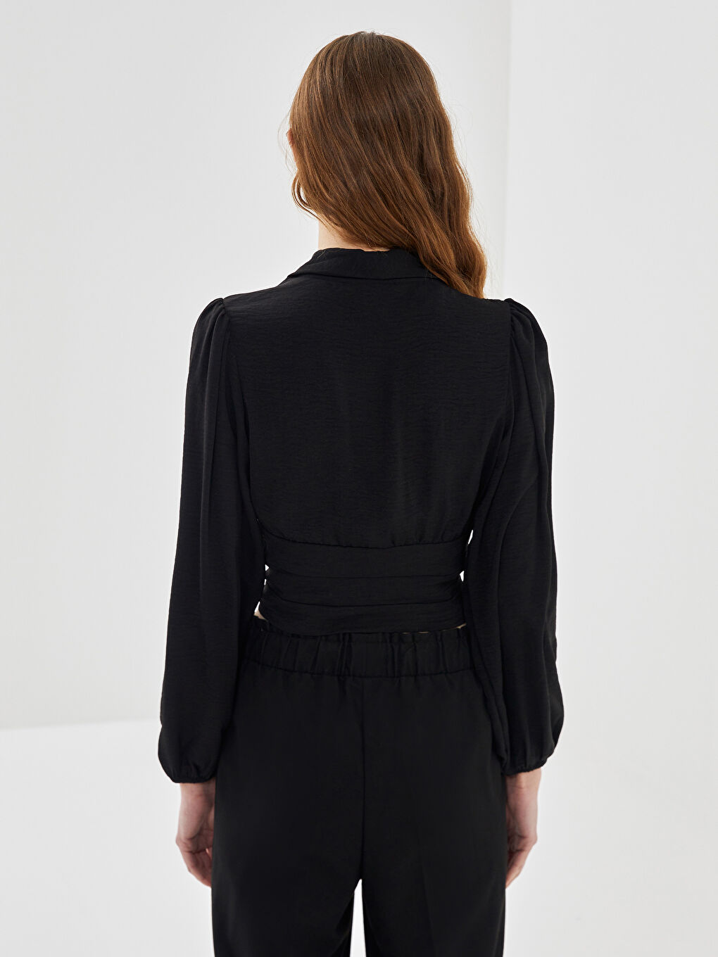 LCW Vision Double Breasted Collar Crop Women's Blouse -W4HM72Z8-CVL