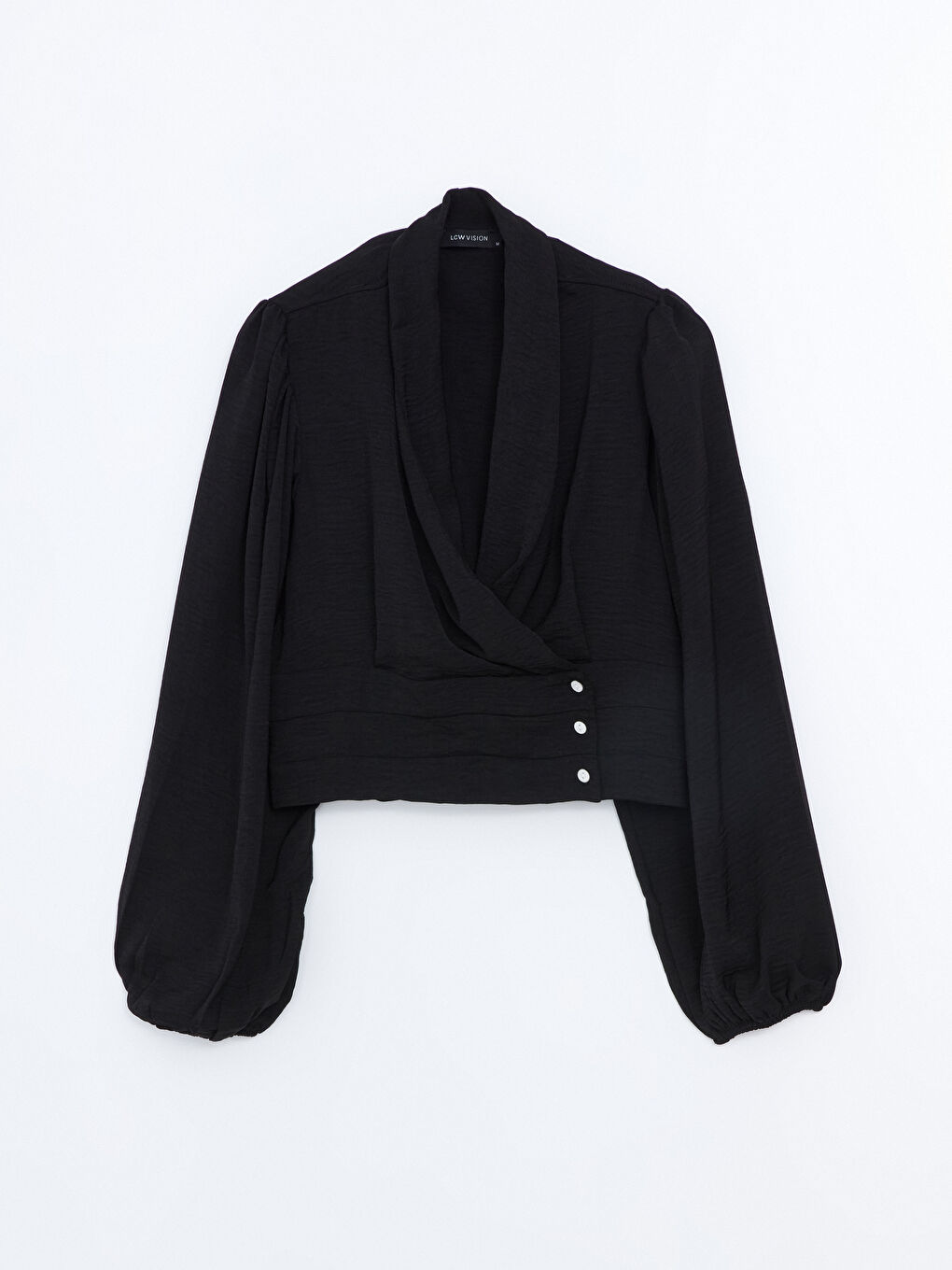 LCW Vision Double Breasted Collar Crop Women's Blouse -W4HM72Z8-CVL