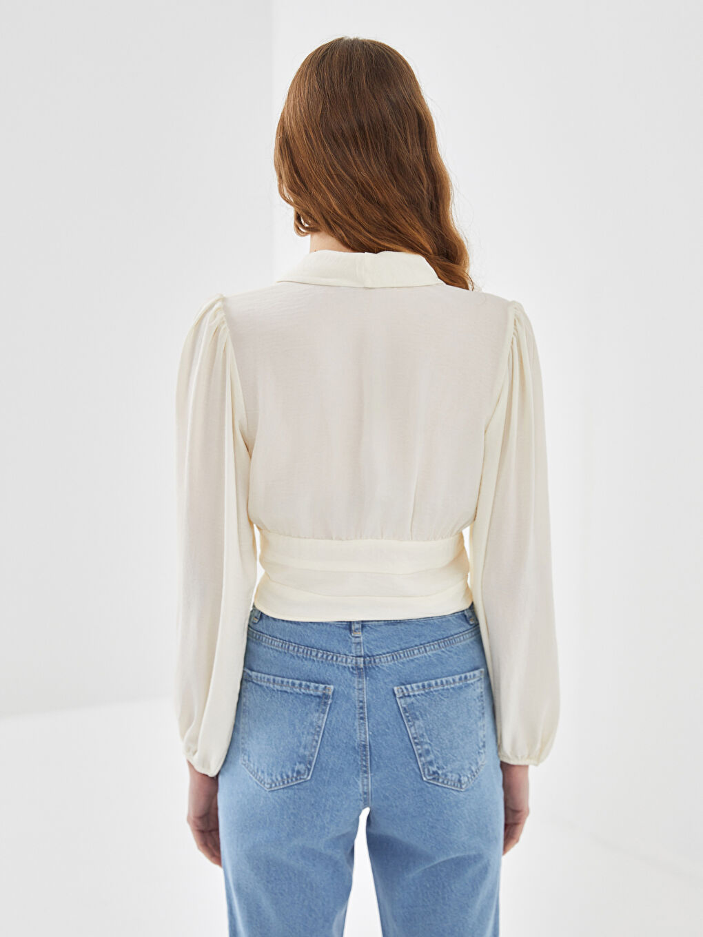 LCW Vision Double Breasted Collar Crop Women's Blouse -W4HM72Z8-R9J