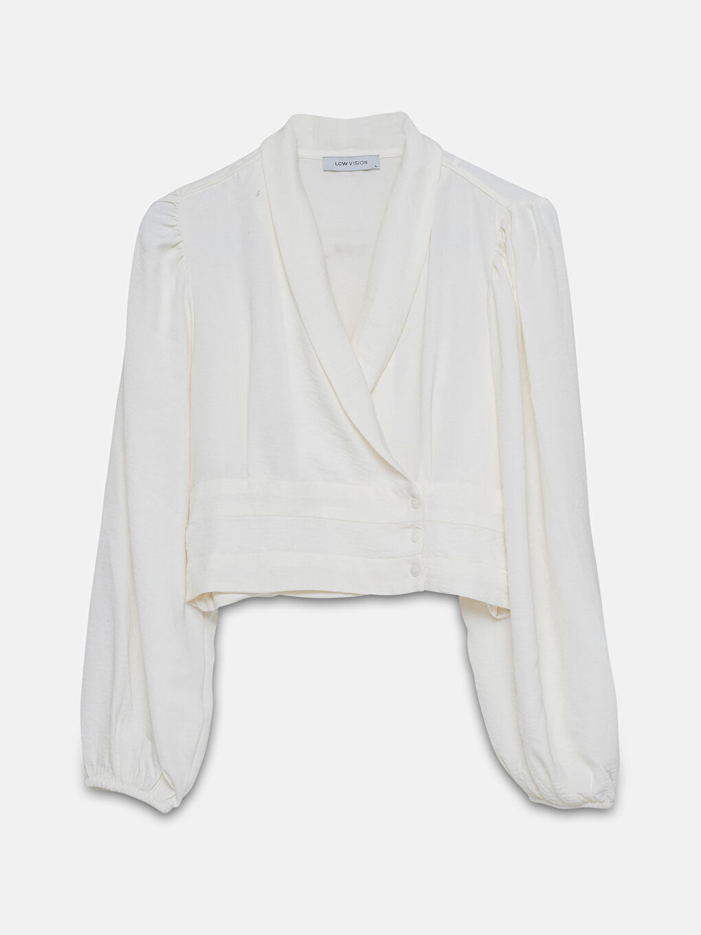 LCW Vision Double Breasted Collar Crop Women's Blouse -W4HM72Z8-R9J