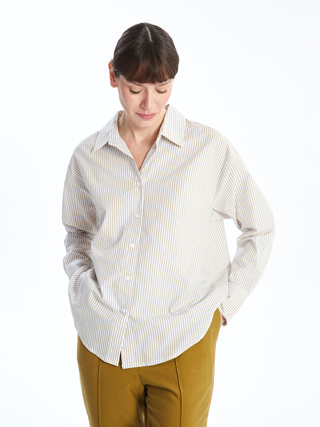 LCWAIKIKI Classic Striped Poplin Women's Shirt -W4HN13Z8-LFT