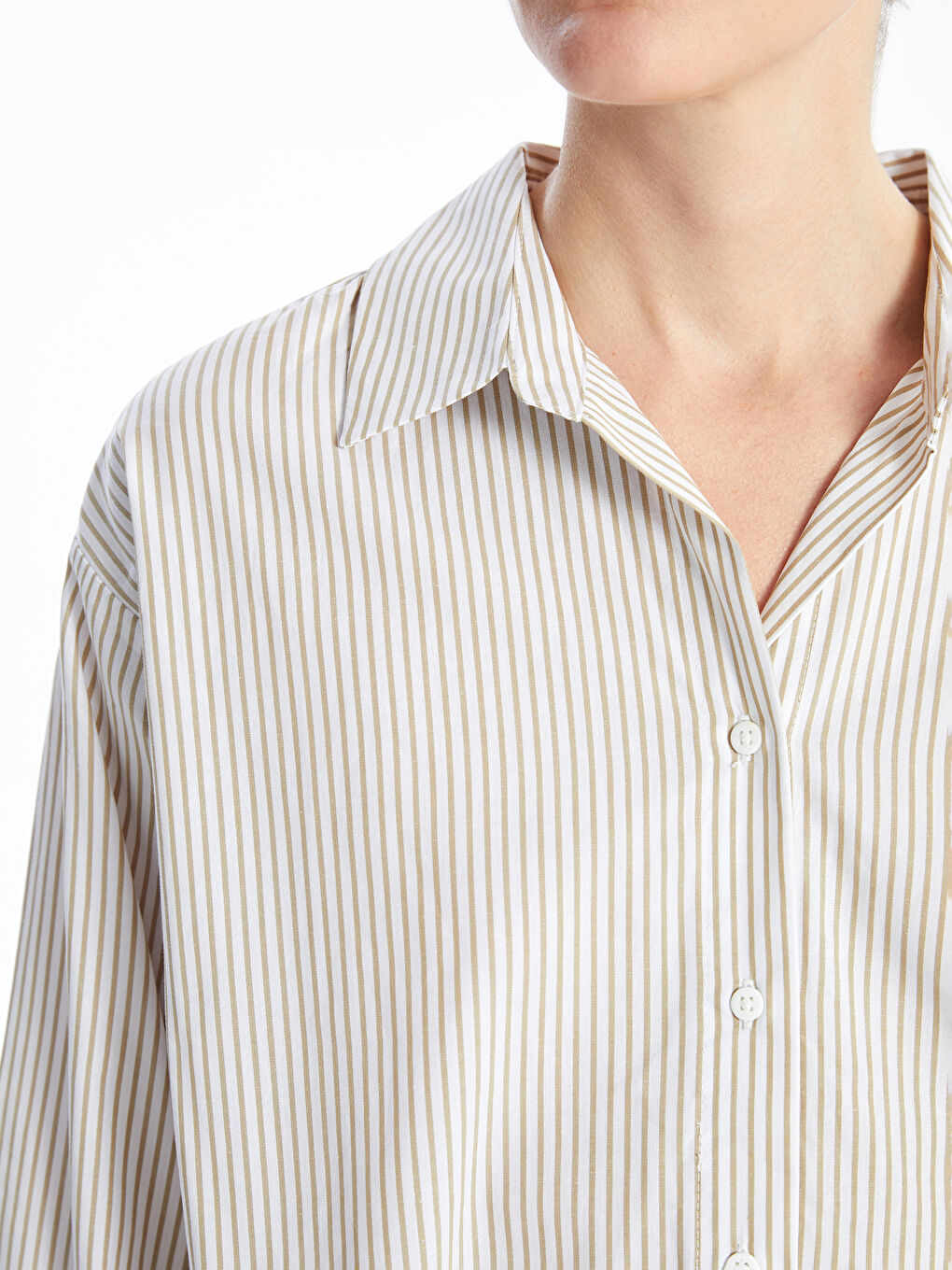 LCWAIKIKI Classic Striped Poplin Women's Shirt -W4HN13Z8-LFT