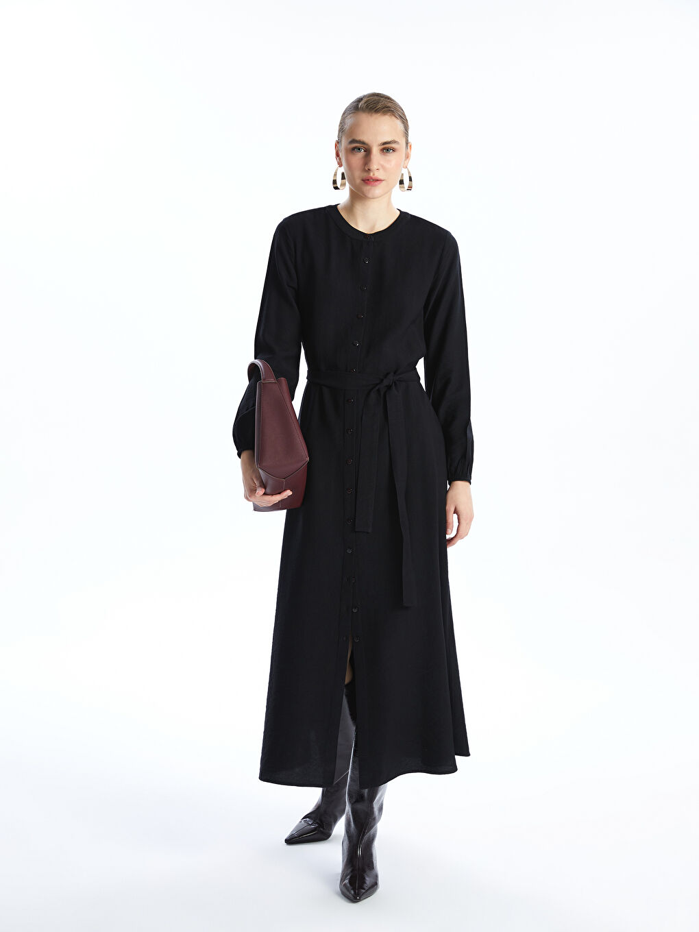 Crew Neck Women's Shirt Dress