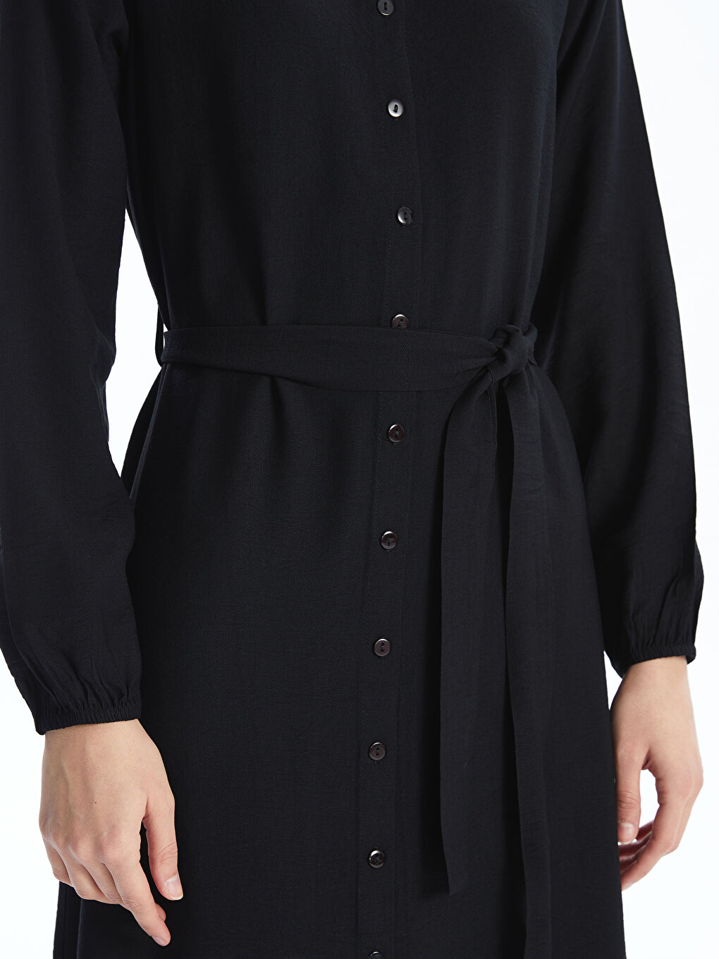 Crew Neck Women's Shirt Dress-2