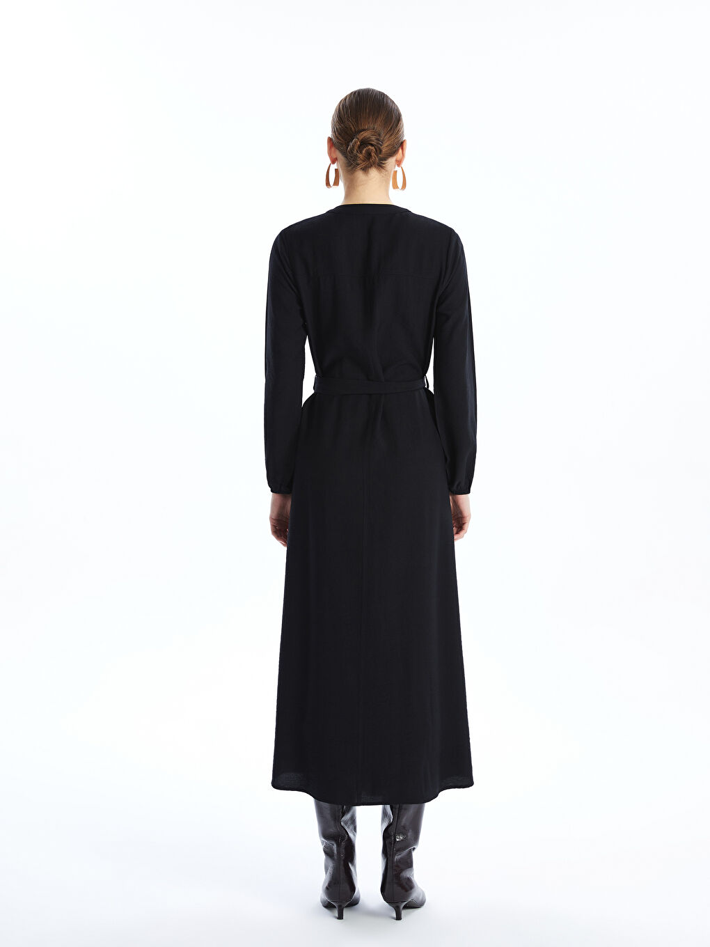 Crew Neck Women's Shirt Dress-3