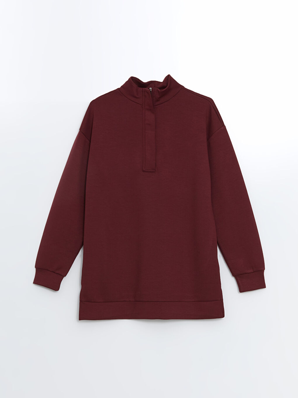 LCWAIKIKI Basic Bordo Dik Yaka Kadın Sweatshirt Tunik - 4