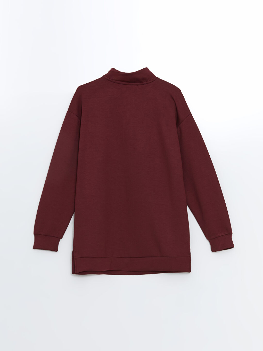 LCWAIKIKI Basic Bordo Dik Yaka Kadın Sweatshirt Tunik - 5