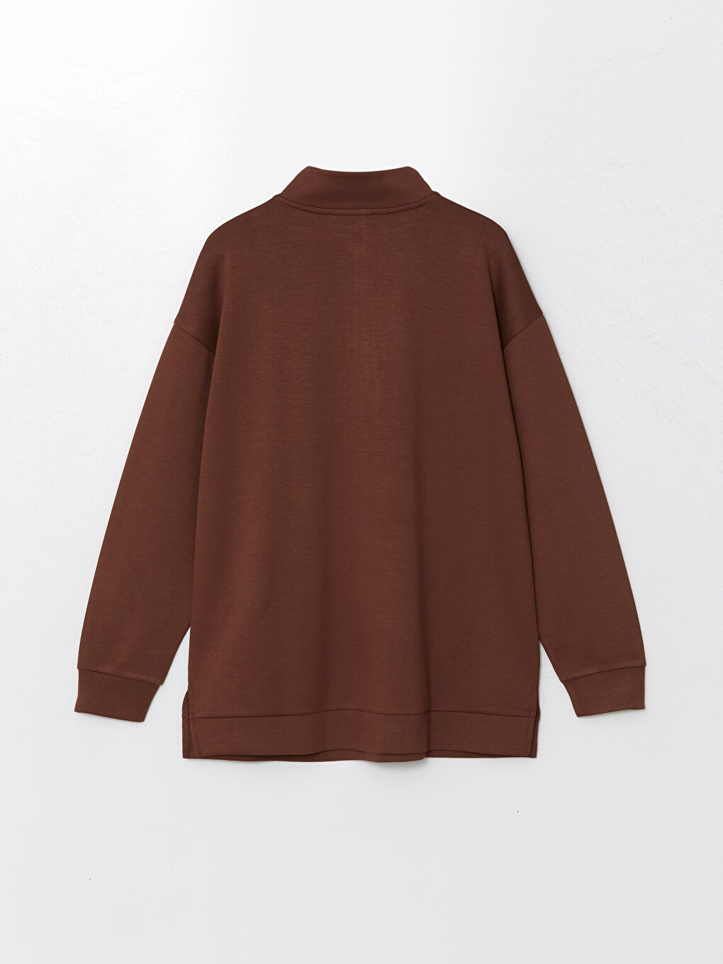 LCWAIKIKI Basic Kahverengi Dik Yaka Kadın Sweatshirt Tunik - 5