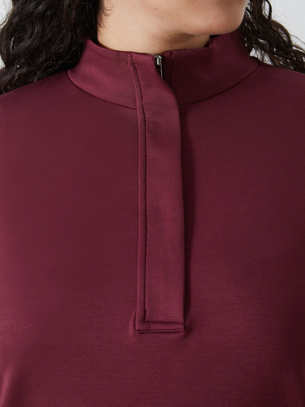 LCWAIKIKI Basic Bordo Dik Yaka Kadın Sweatshirt Tunik - 4