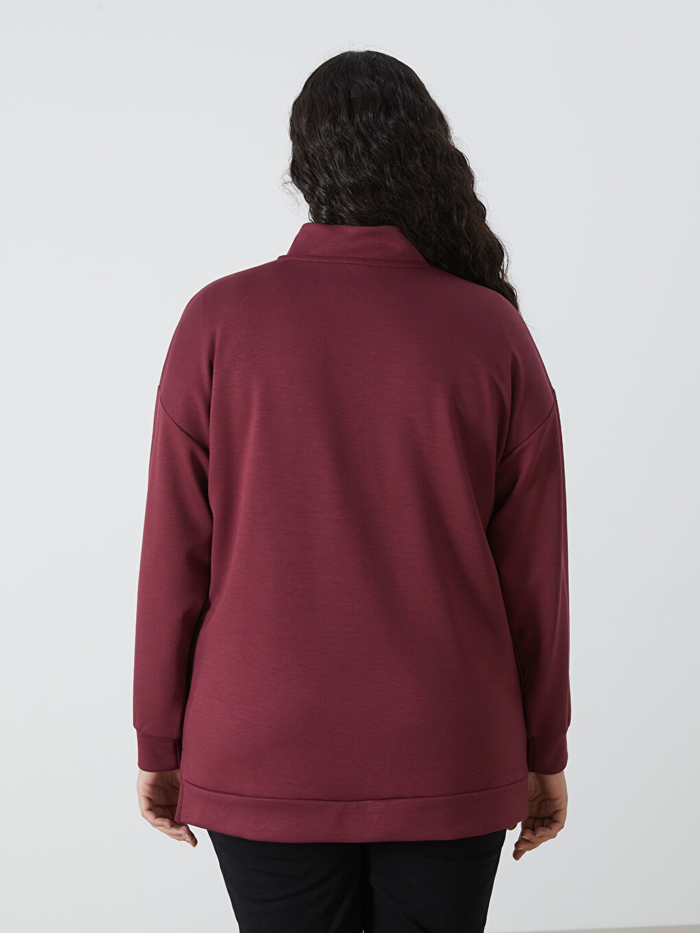 LCWAIKIKI Basic Bordo Dik Yaka Kadın Sweatshirt Tunik - 6