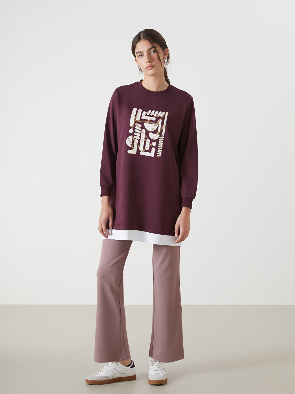 Pembe Beli Lastikli Kadın Eşofman Altı