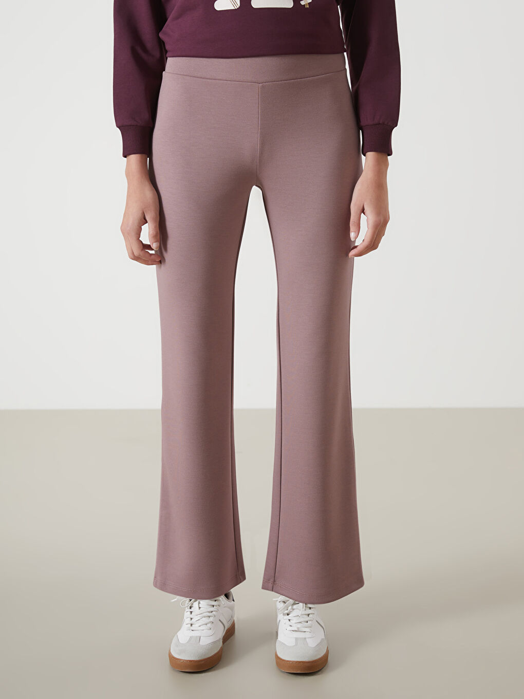 Pembe Beli Lastikli Kadın Eşofman Altı-1