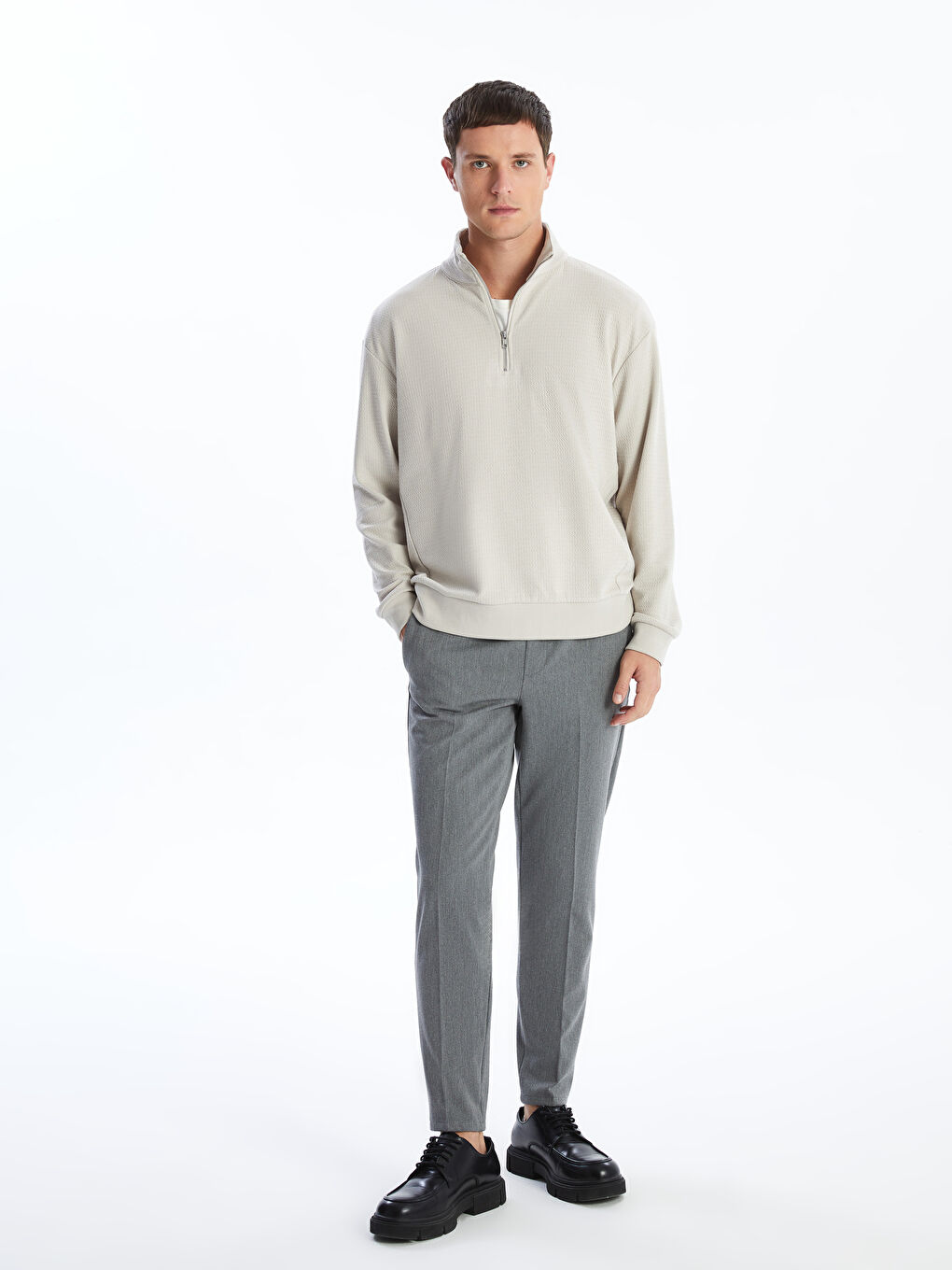 LCW Vision Zippered Funnel Neck Long Sleeve Men's Sweatshirt -W4HP48Z8-J0B