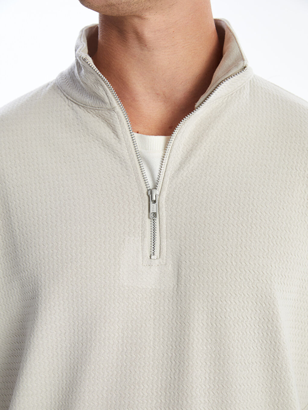 LCW Vision Zippered Funnel Neck Long Sleeve Men's Sweatshirt -W4HP48Z8-J0B